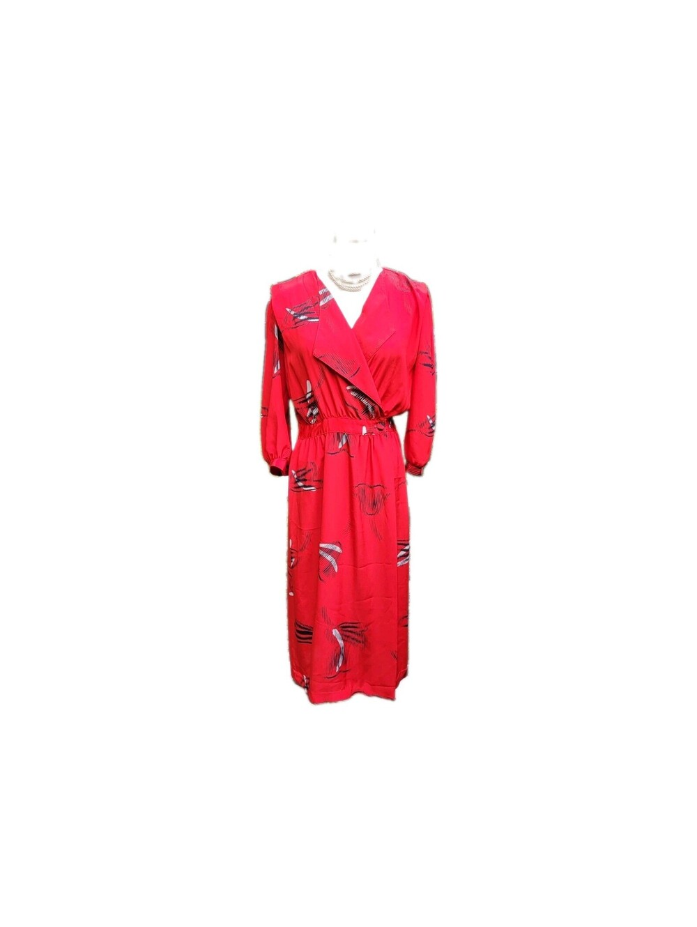 Jonathan Martin Womens Size 10 Retro Abstract Print Midi Dress Vintage V-Neck